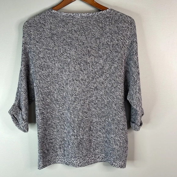H&M Navy Marled Sweater Relaxed Fit 1/2 Dolman Sleeve Soft Cotton Coastal XS - Picture 6 of 11